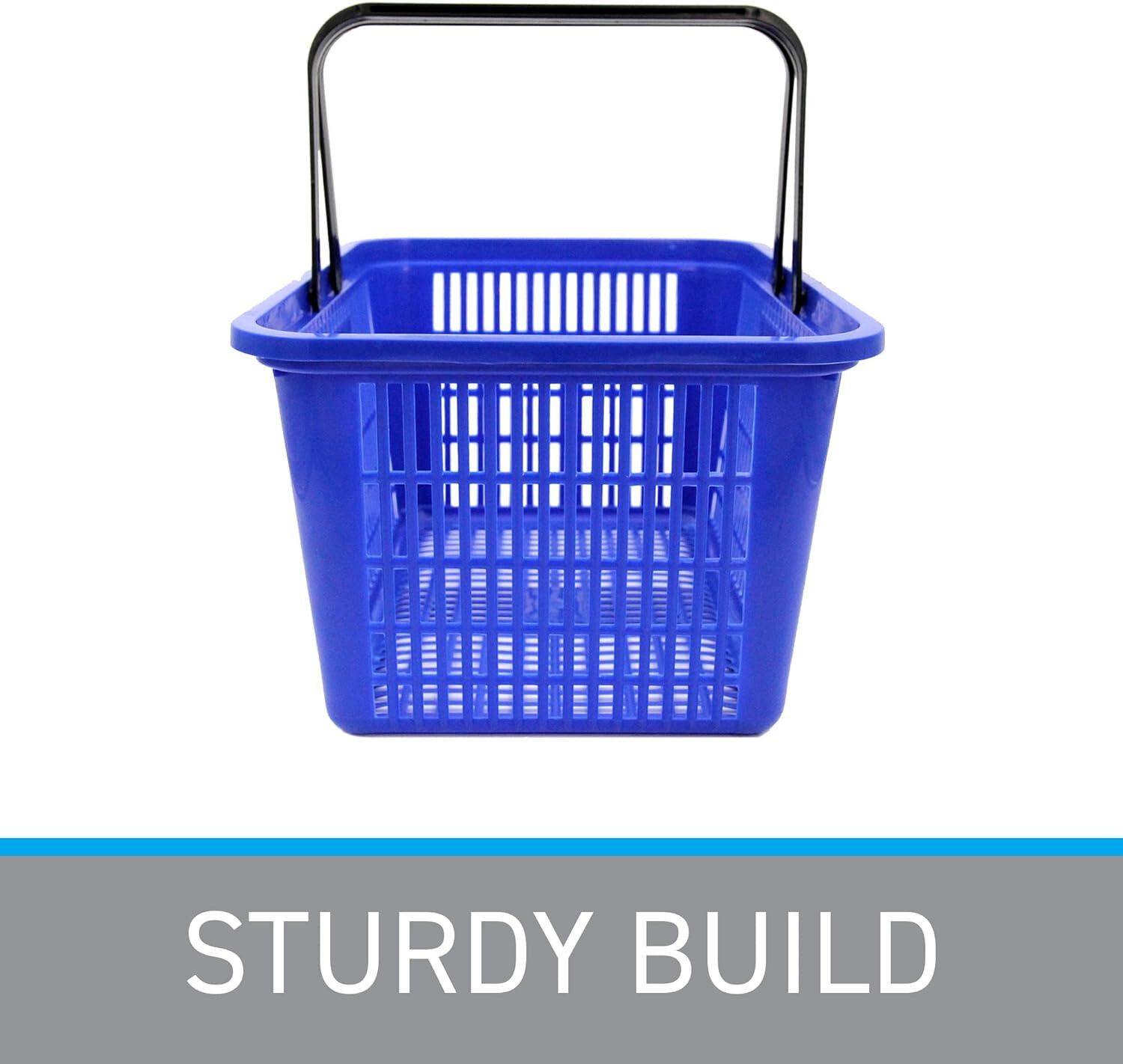 Blue Shopping Basket Plastic Retail Merchandise 12" x 17" Supermarket Handles