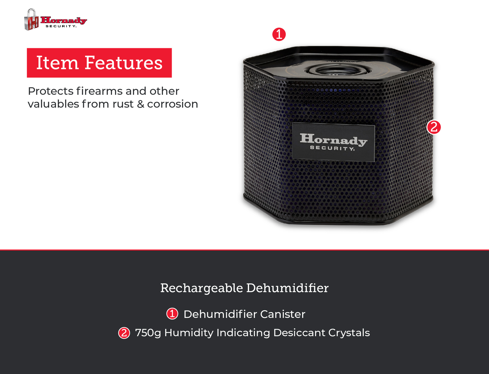Hornady Reusable Canister Dehumidifier 750G, 95902 - Gun Safe Accessories