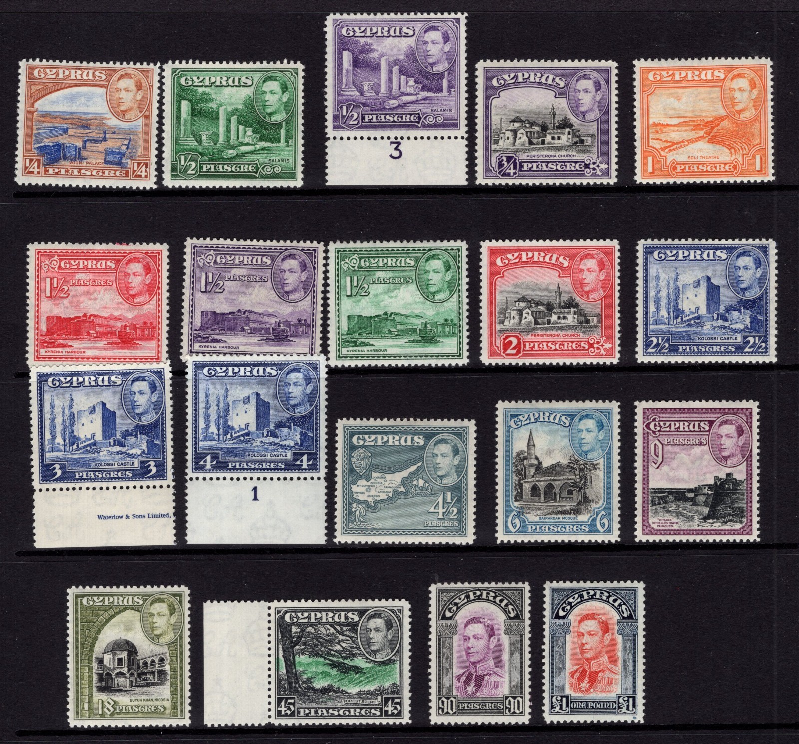 CYPRUS 1938-51 KGVI SET, SG 151/163, FINE MINT, CAT. £250