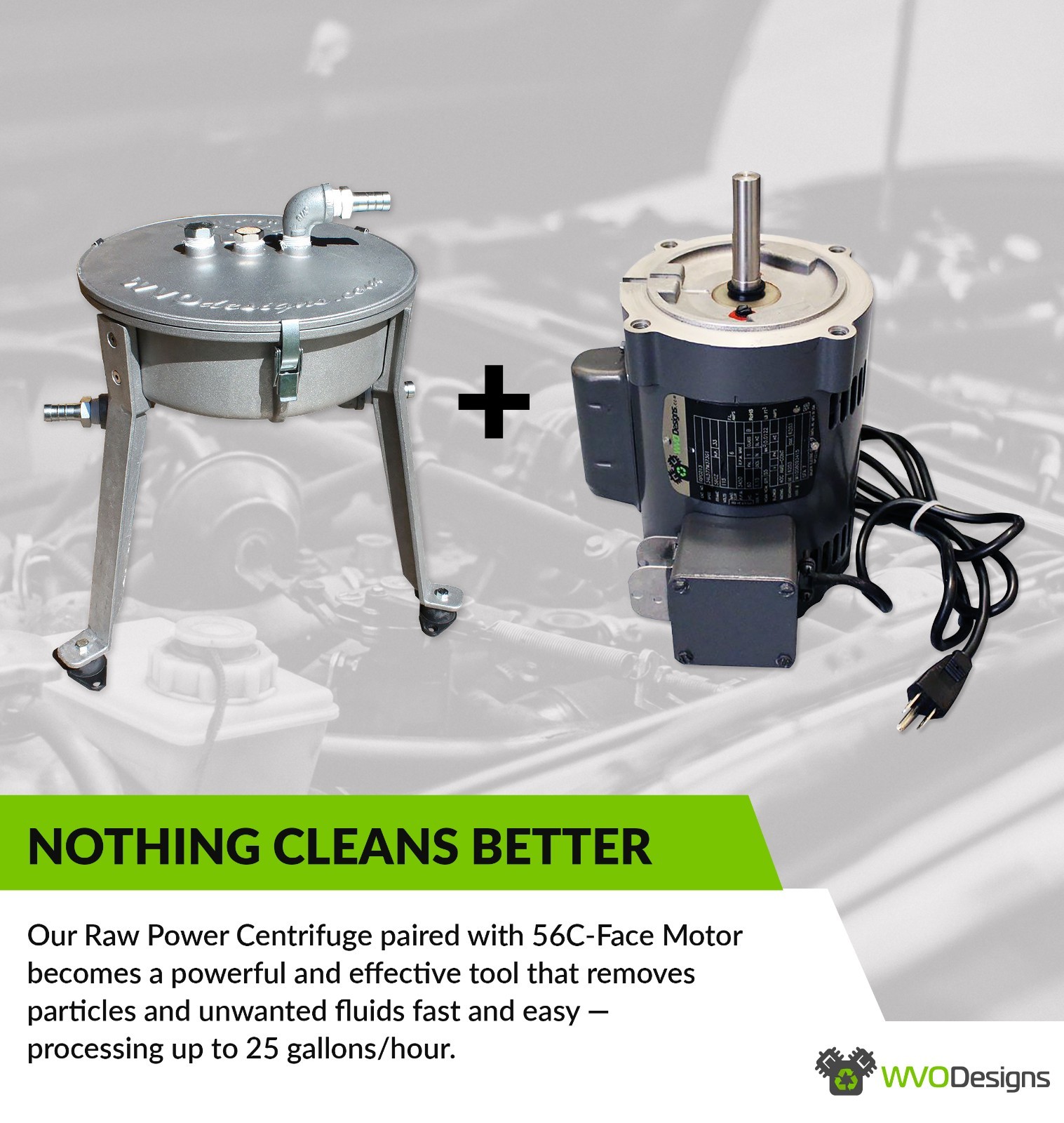 WVO Designs Waste Oil Centrifuge, Cleans Waste Vegetable Oils & Other Fluids