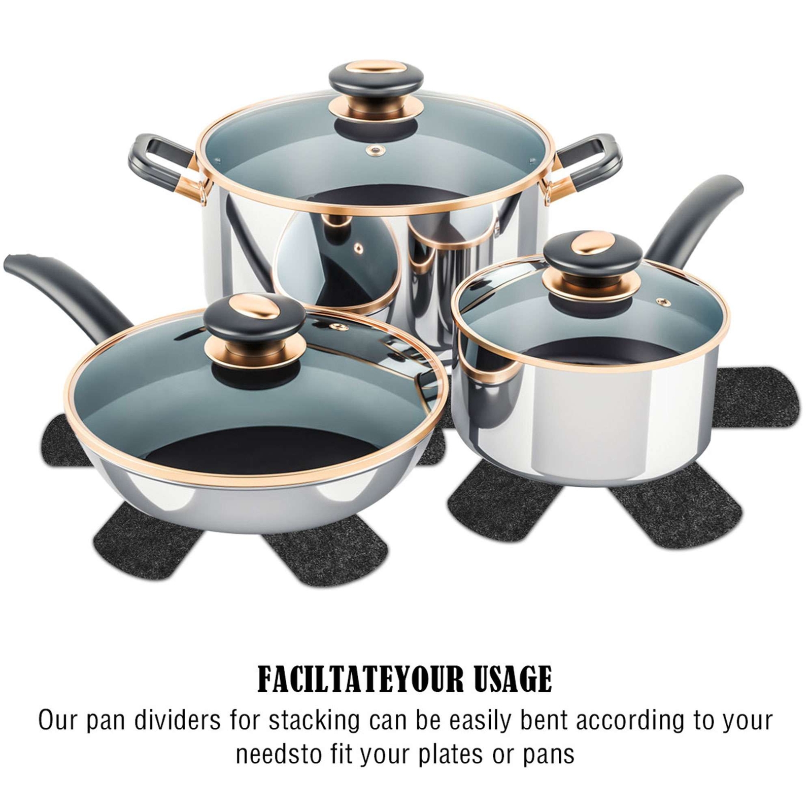 12x Pot Pan Protectors, 3 Sizes of Felt Pan and Pan Separator Pads, Anti-Scratch