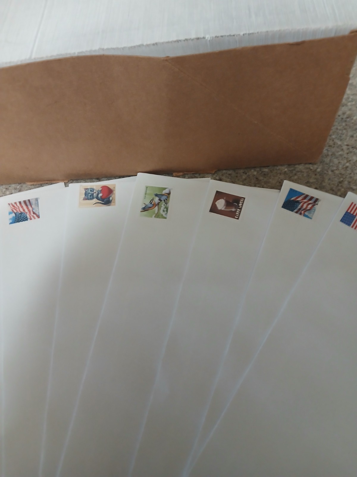 500 Forever Stamped Envelopes - #10 White Woved Security 4 1/8" X 9 1/2" Gummed