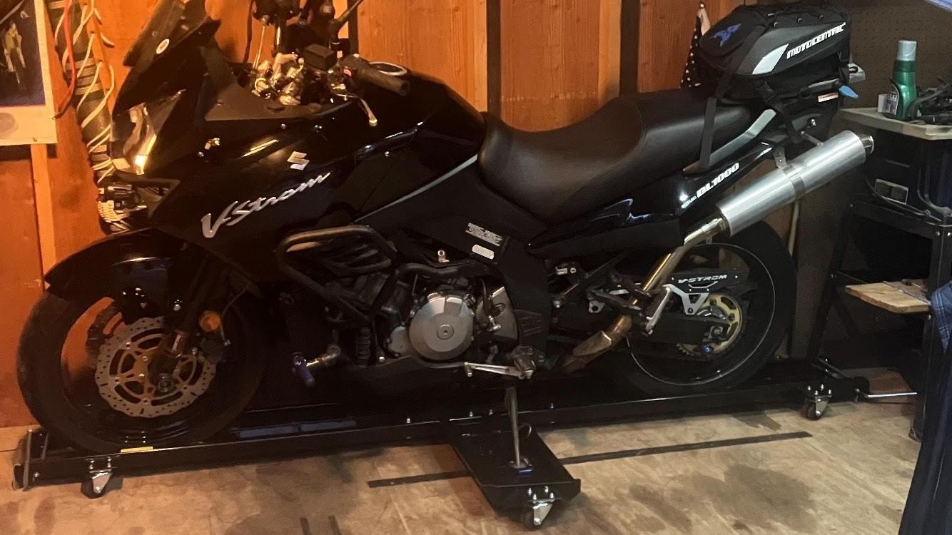 1250 lb Low Profile Motorcycle Dolly Heavy Duty Tilt Handles Garage Transport