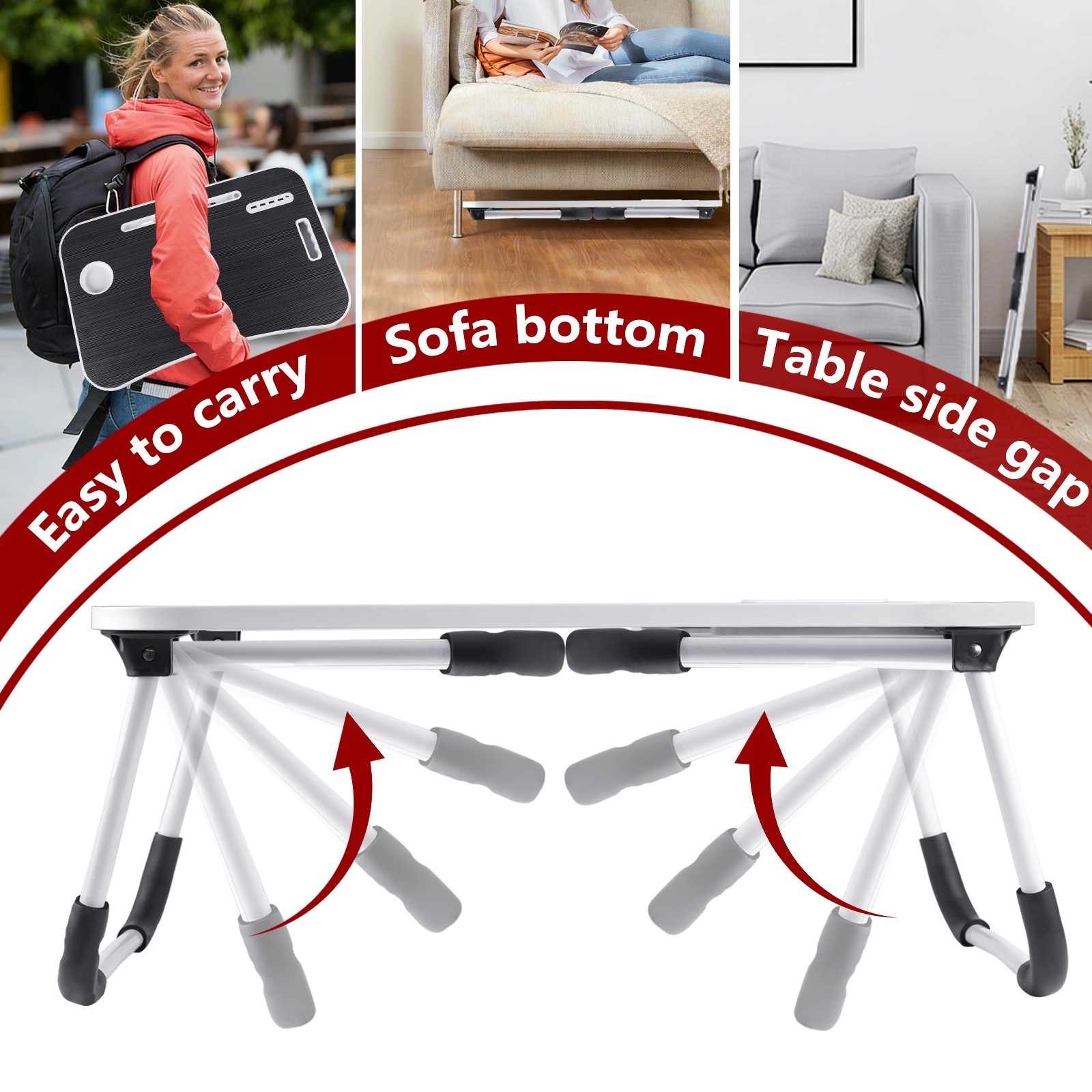 Laptop Tray Lap Desk Stand Foldable Bed Table Notebook Tray Cup Slot Adjustable