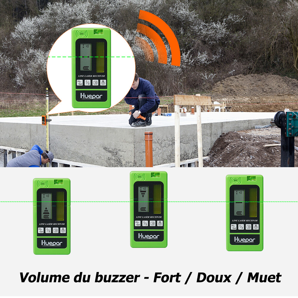 Huepar 12 Lines Green Beam Self Leveling Laser Level with LCD Screen + Receiver