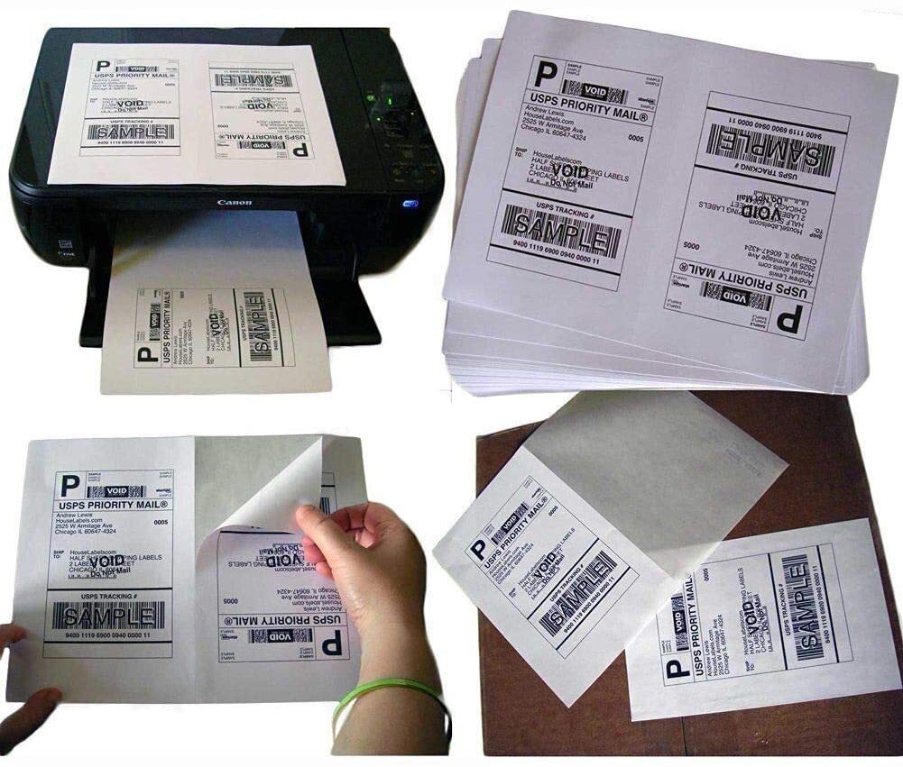 50-1000 Premium 8.5" X 5.5" Half Sheet Self Adhesive Shipping Labels 2 Per Sheet