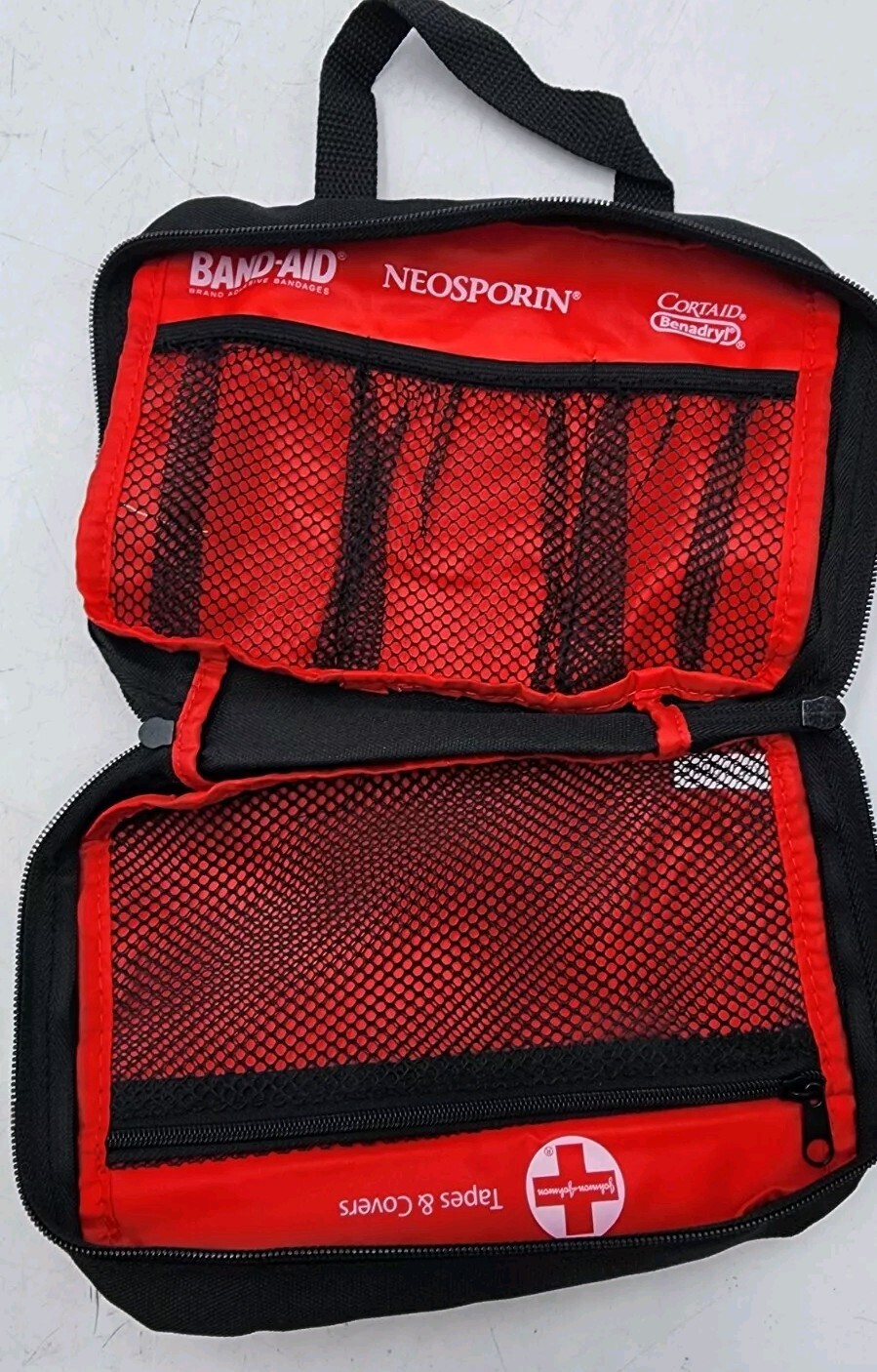 First Aid Kit Pouch/Box/Bag Empty Zipper Red/Black Soft Side Johnson (Emergency)