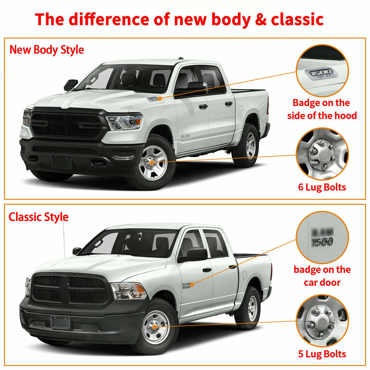 Running Boards for 2009-2018 Dodge Ram 1500 Crew Cab 6" Side Step Nerf Bars BLK