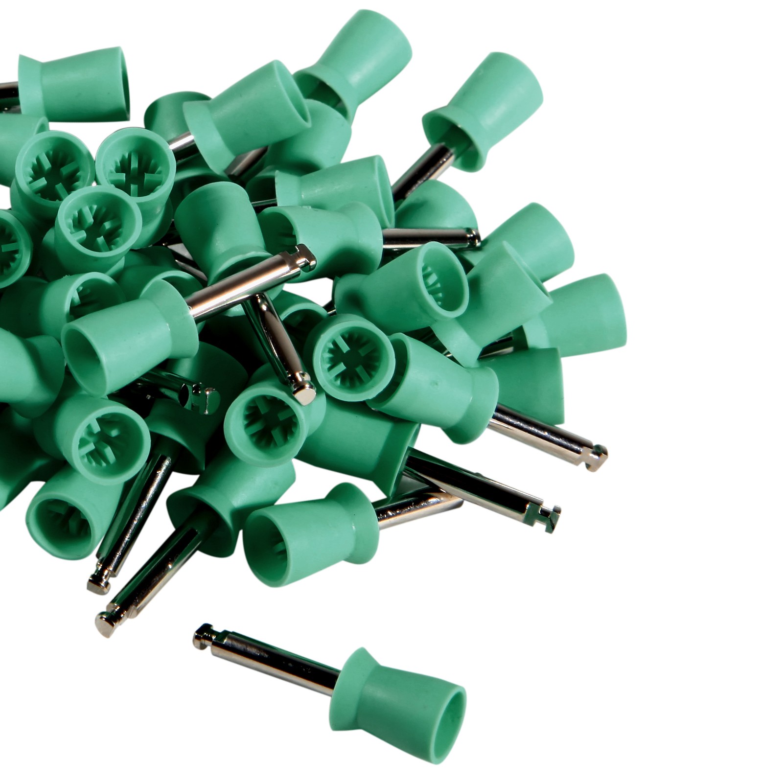 Dental Latch type Prophy Polishing Cups Polisher Rubber Polish Brushes green ad