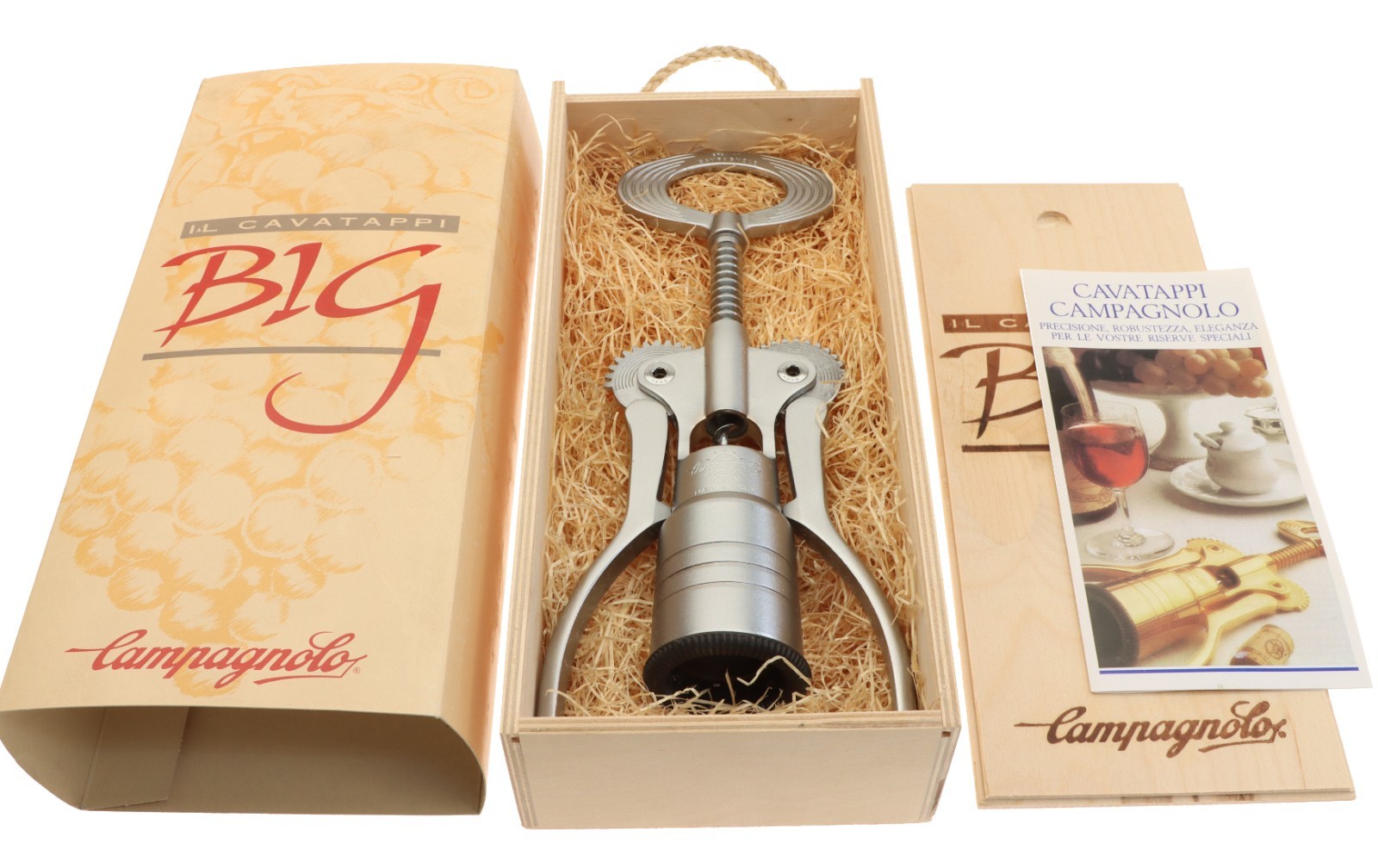 Campagnolo Big Corkscrew Satin Silver w/Box IL CAVATAPPI Wine Opener 12" NEW