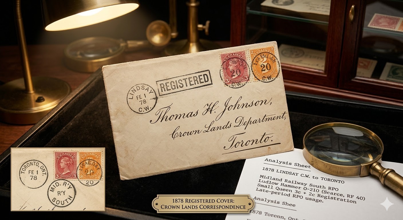 1878 Canada Registered Cover LINDSAY CW to TORONTO - Small Queen + 2c Reg - RPO