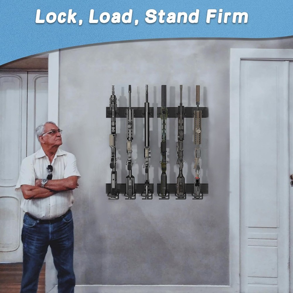 CISIVIS Gun Rack 6-Slot Indoor Metal Gun Rack Wall Mount Vertical Rifle Rack