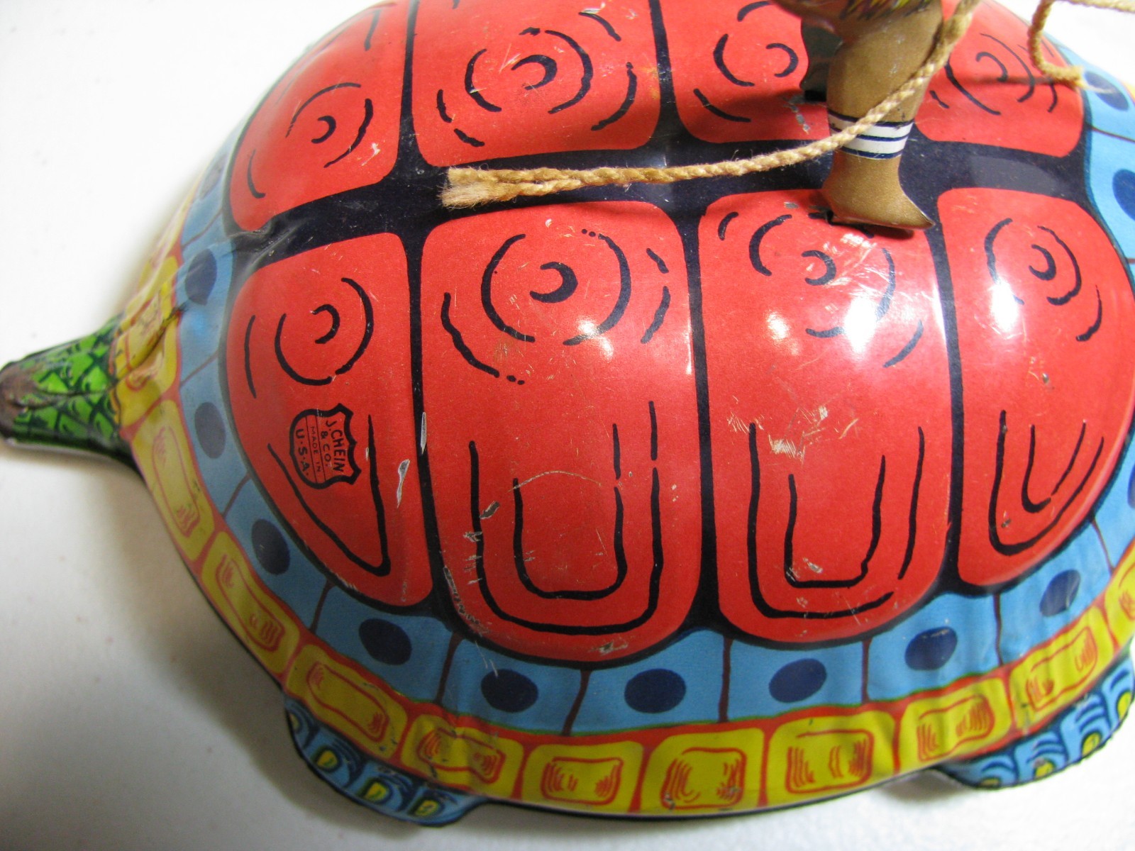 Vintage Turtle with Native Rider Windup Toy - Works!