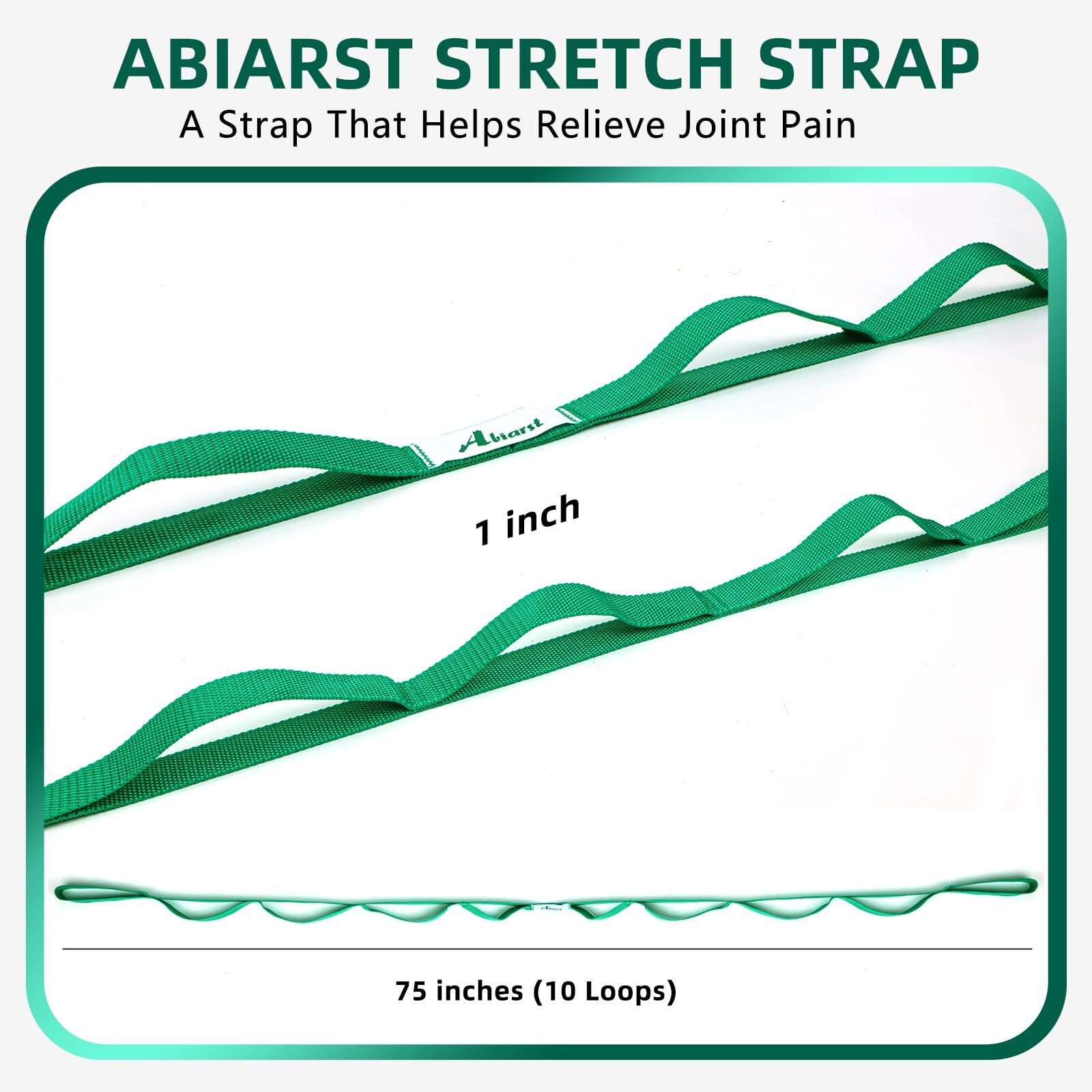 Abiarst Stretching Strap Yoga Straps Physical Therapy 10 Loops Non-Elastic