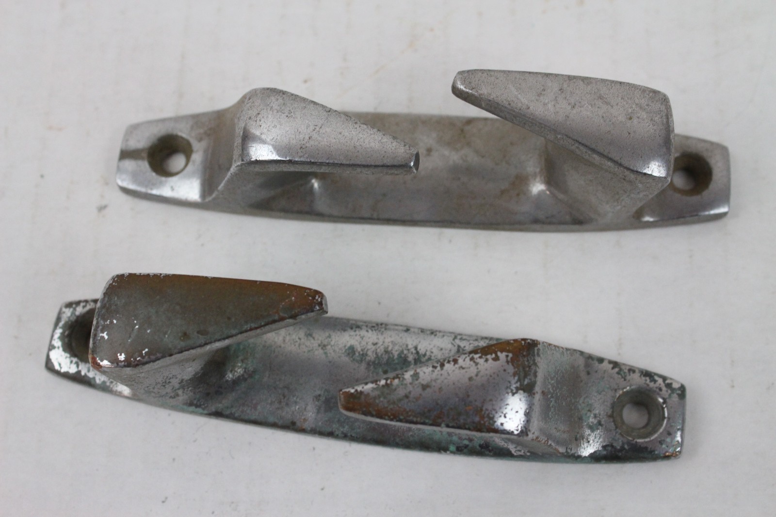 2 Vintage Wood Boat Cleat Skene Chock 4-1/2” Chrome Vintage Part Chris Craft ?