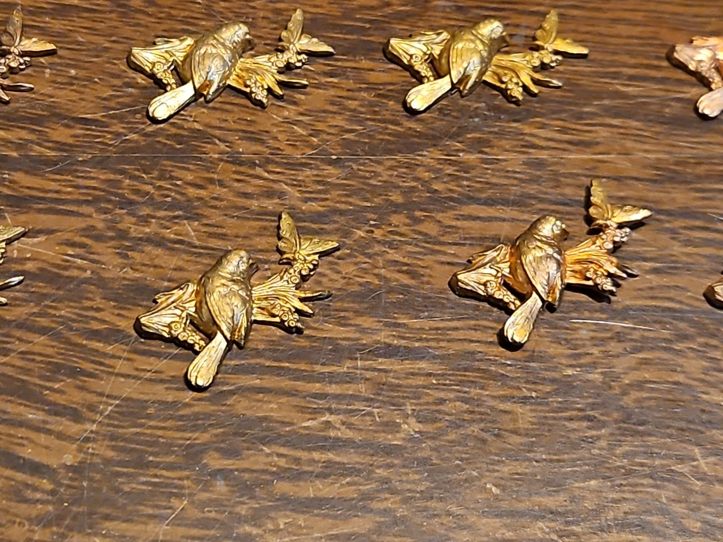 Lot Of 10 Birds On Branch France Vintage 60s Brass Stampings Findings Jewelry