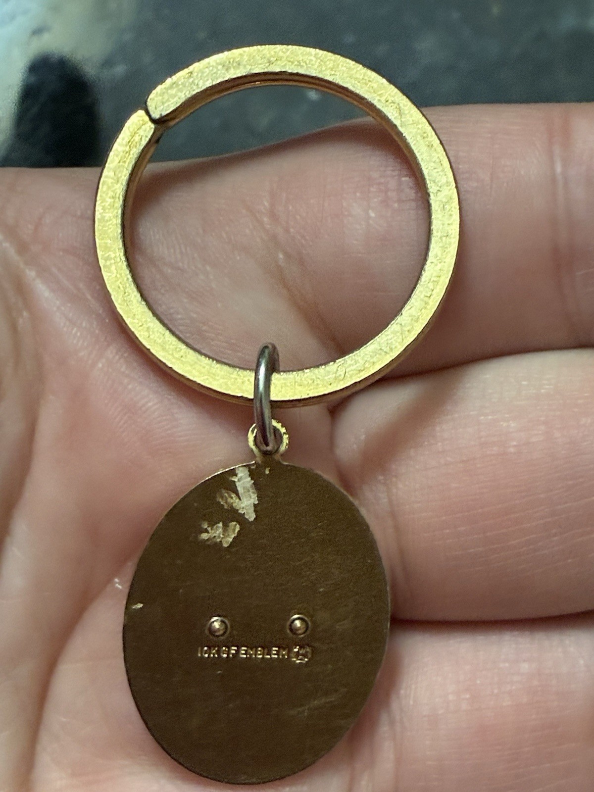 GTE gold-filled keychain - Blue jewel - 10k GF Emblem - Florentine Gold