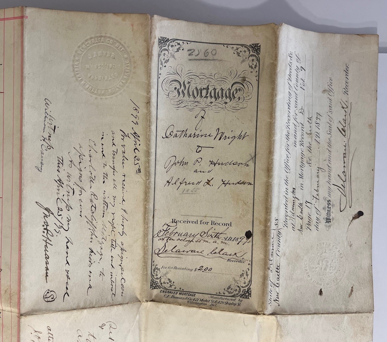 Antique 1865 Deed, 1899 Deed & Mortgage, and 1906 Mortgage Documents - Delaware