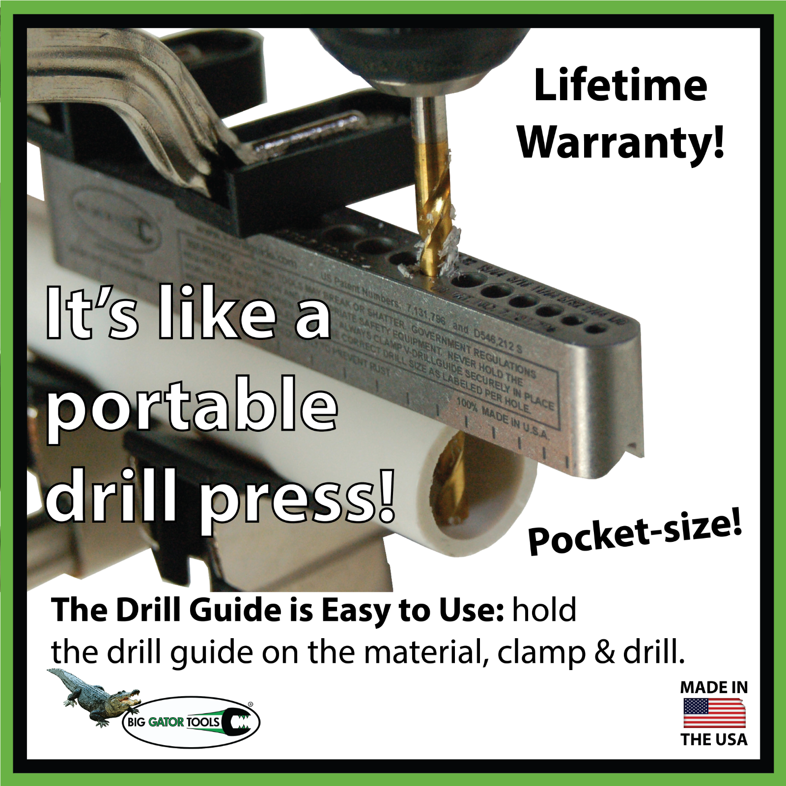 Drill guide - Helps drill gun parts, barrels, pistols, sites, slings, gunsmith