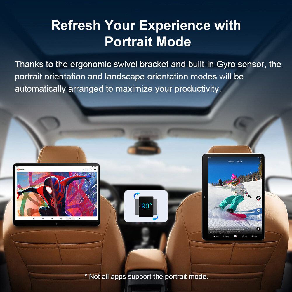 14" Android 64GB QHD Screen Car TV Backseat Headrest Monitor 4K WiFi +Headphones