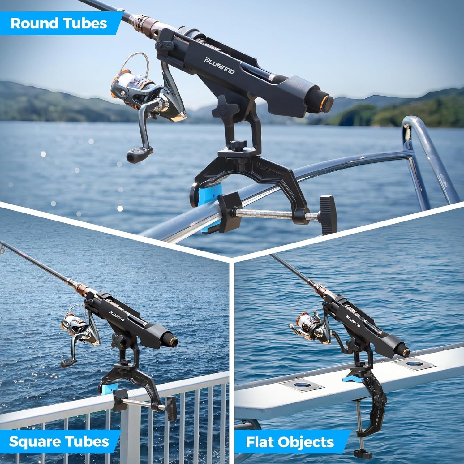 1/2/4 Pack Fishing Rod Holders for Boat, Fishing Rod Holder with Enlarge Clamp,