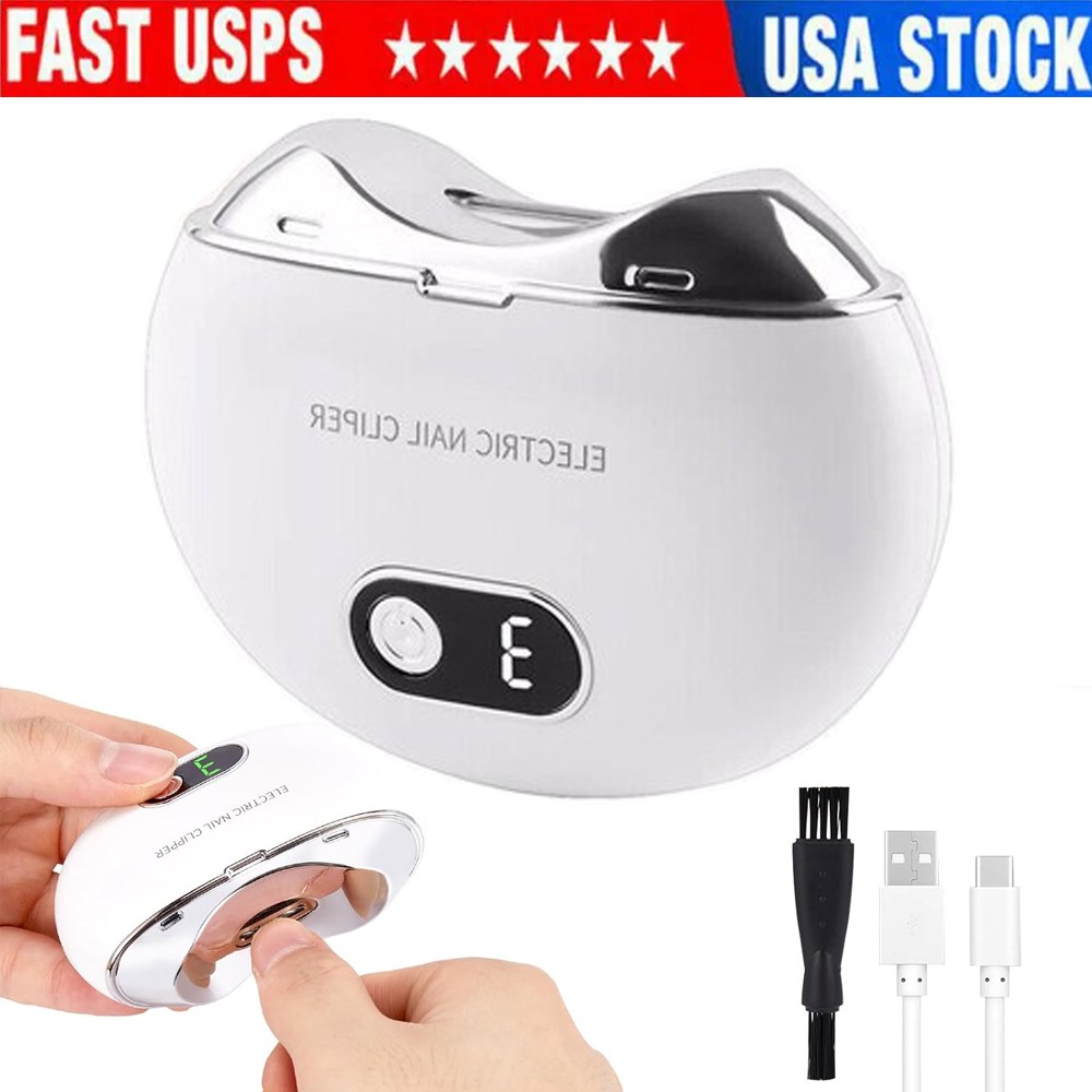 Portable Electric Toe Nail Clippers Light Trimmer Nails Cutter USB Rechargeable