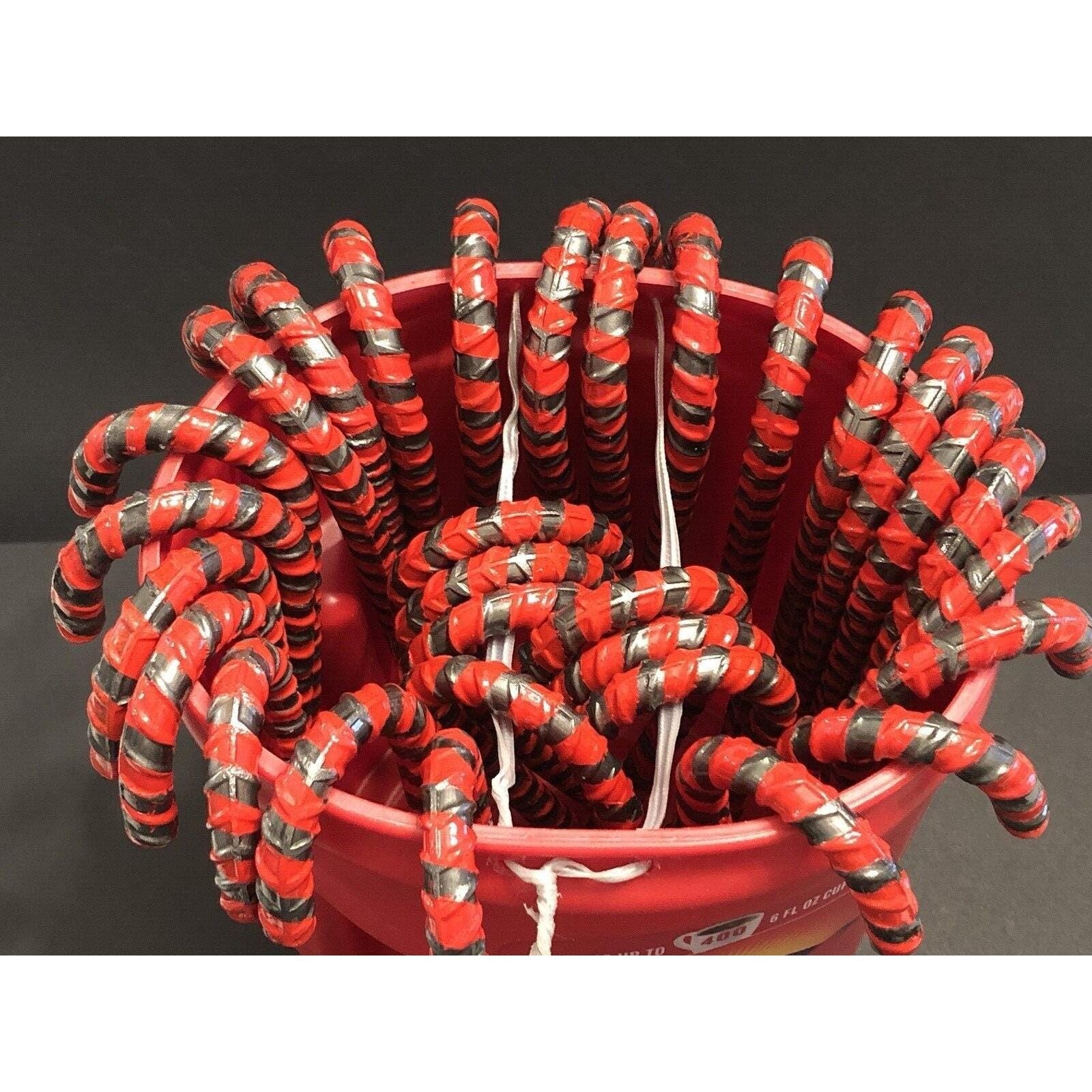 Iron Art Hand Bent Rebar Ornament Christmas Metal Candy Cane Red Striped