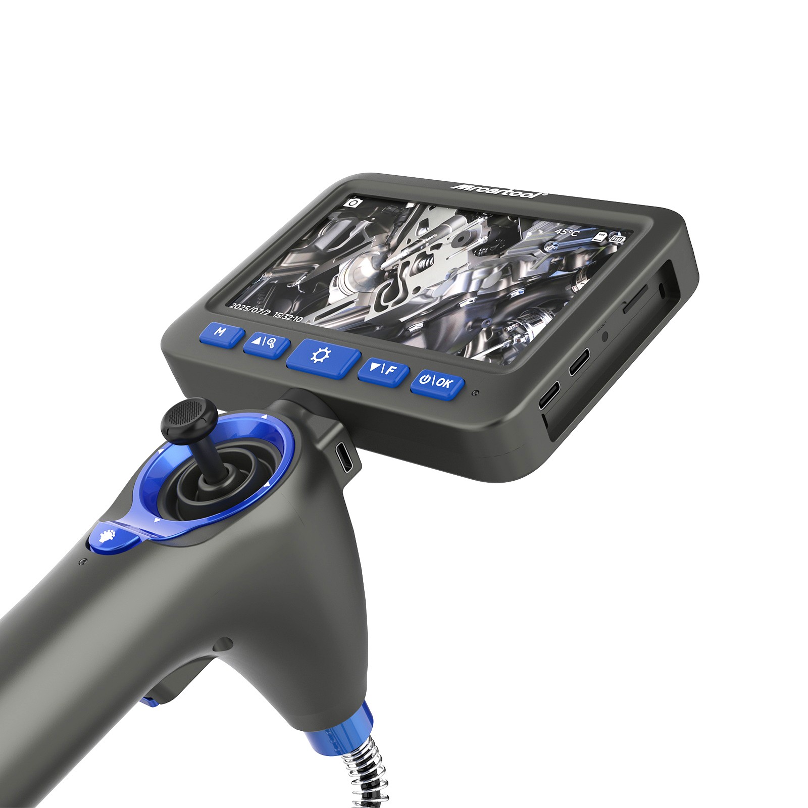 4 Way 360° Articulating Borescope Industrial Endoscope Camera Detachable Screen