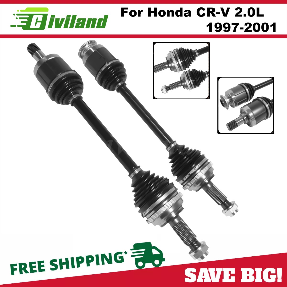 CV Axle Shaft Front Left & Right Set for Honda CR-V Manual Trans 2.0L 1997-2001