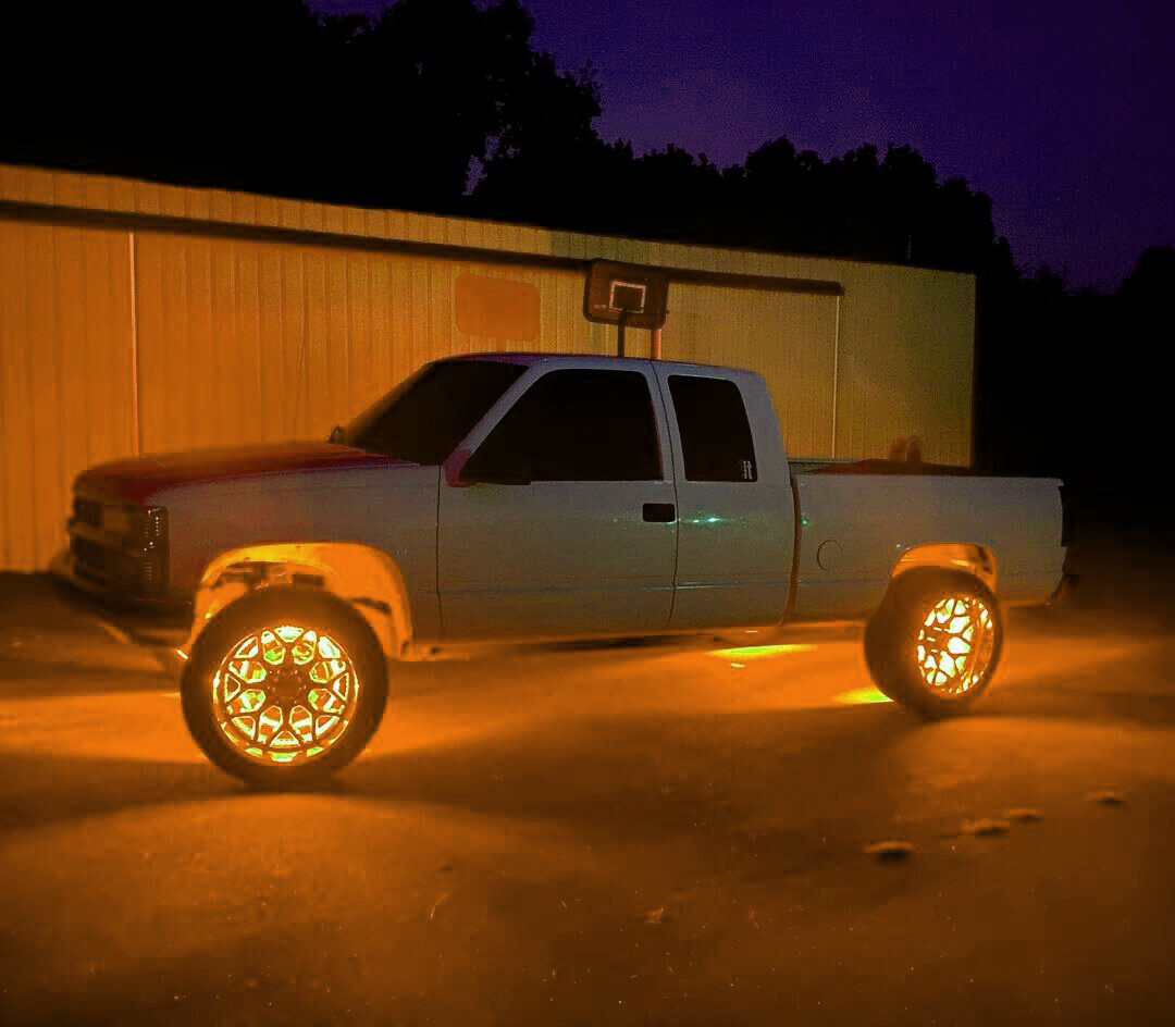 17.5'' Strobe White Yellow Triple Row LED Truck Wheel Ring Lights Button Control