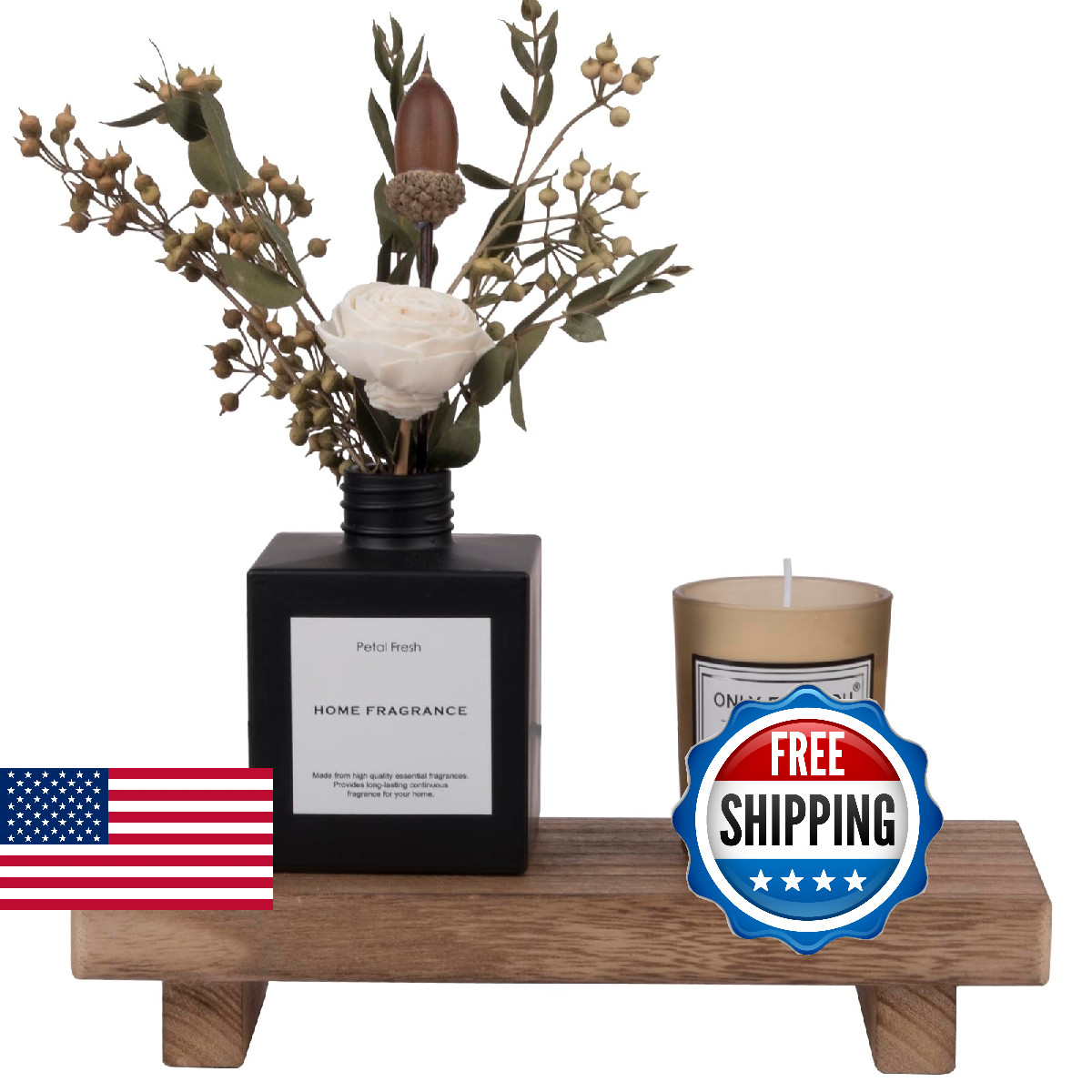 zoocatia Small Wood Tray Pedestal Stand Farmhouse Bathroom Decor Decorative Wood