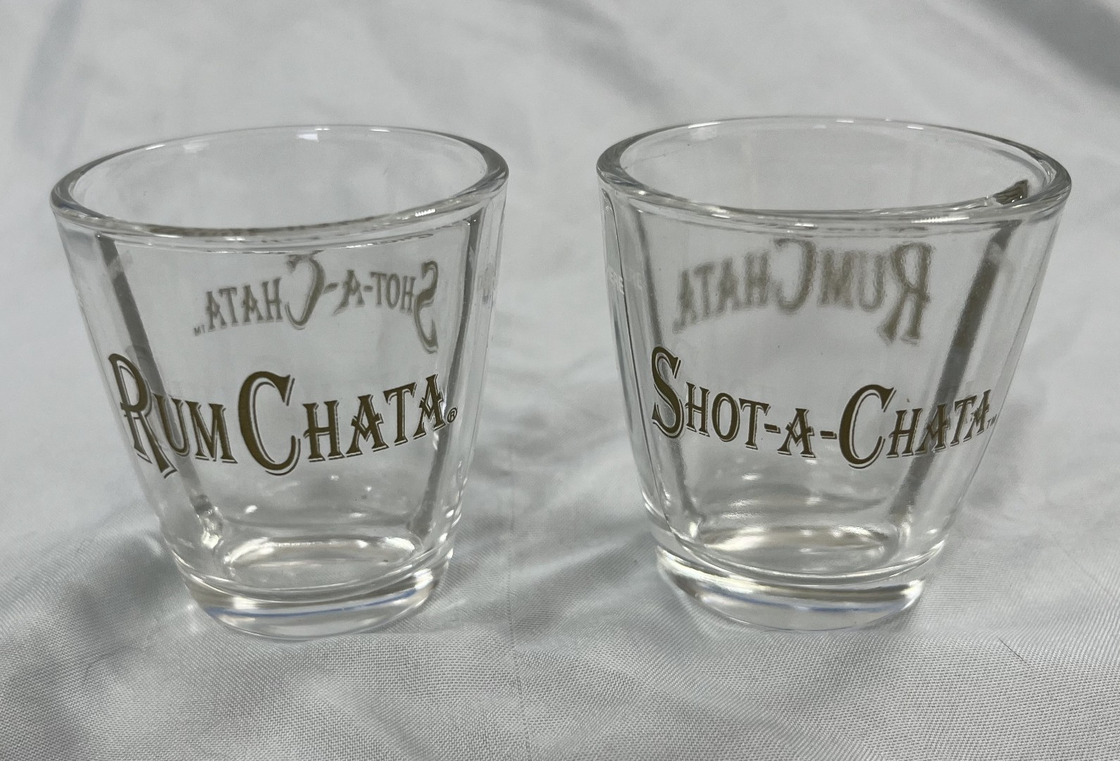 RumChata Shot-A-Chata Divided Shot Glasses - Split Glass - Rum Chata - Lot of 2