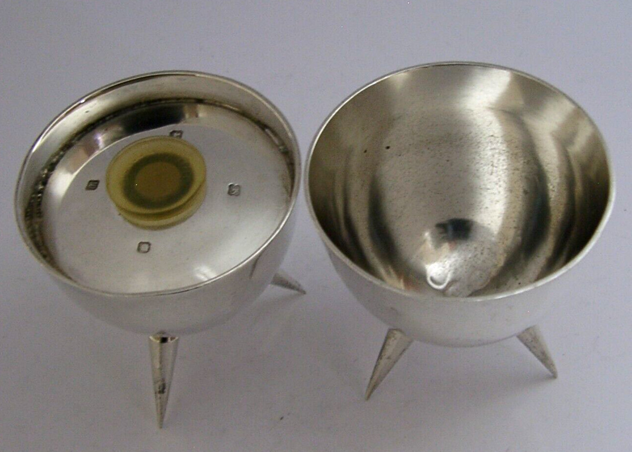SUPERB MID CENTURY MODERN STERLING SILVER SALT PEPPER CRUET SET 1996/97 118g