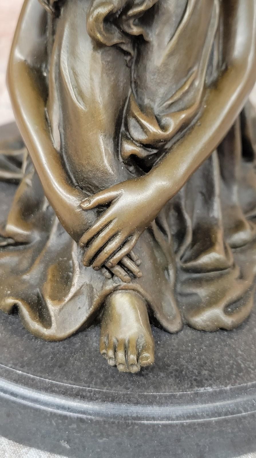 Bronze statue art nouveau garden fairy angel w/ wings. SIGNED Cesaro Artwork