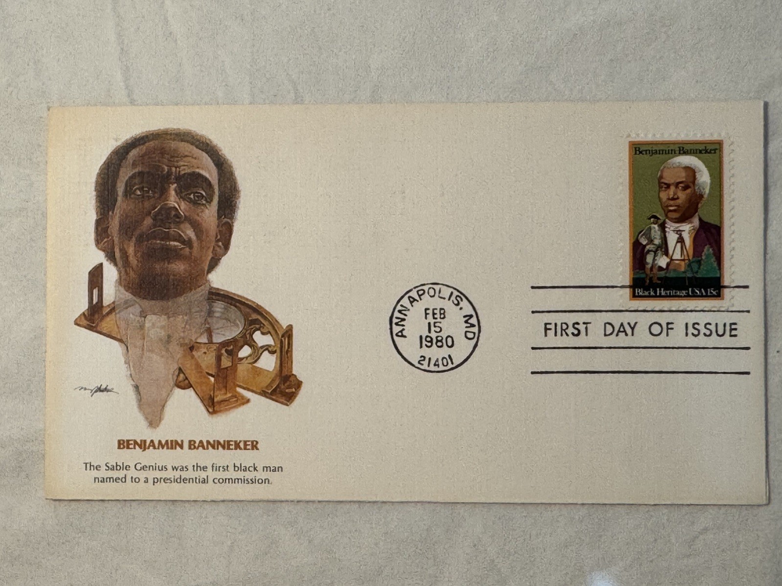Benjamin Banneker First Day of Issue Cover • Fleetwood • February 15, 1980