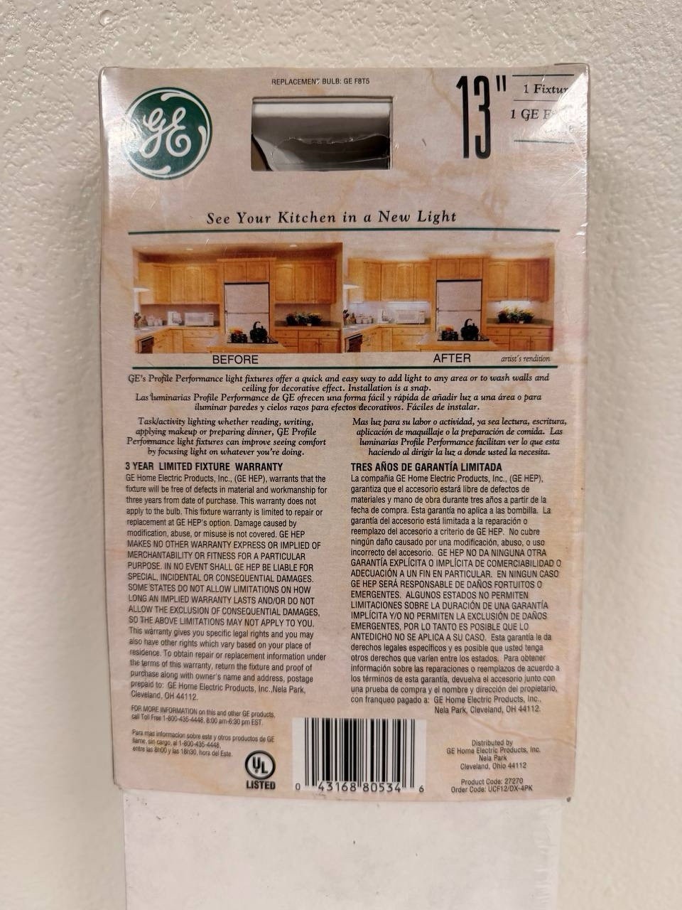 GE Profile Performance 13 Fluorescent Light Fixture F8T5 Ultra Thin New