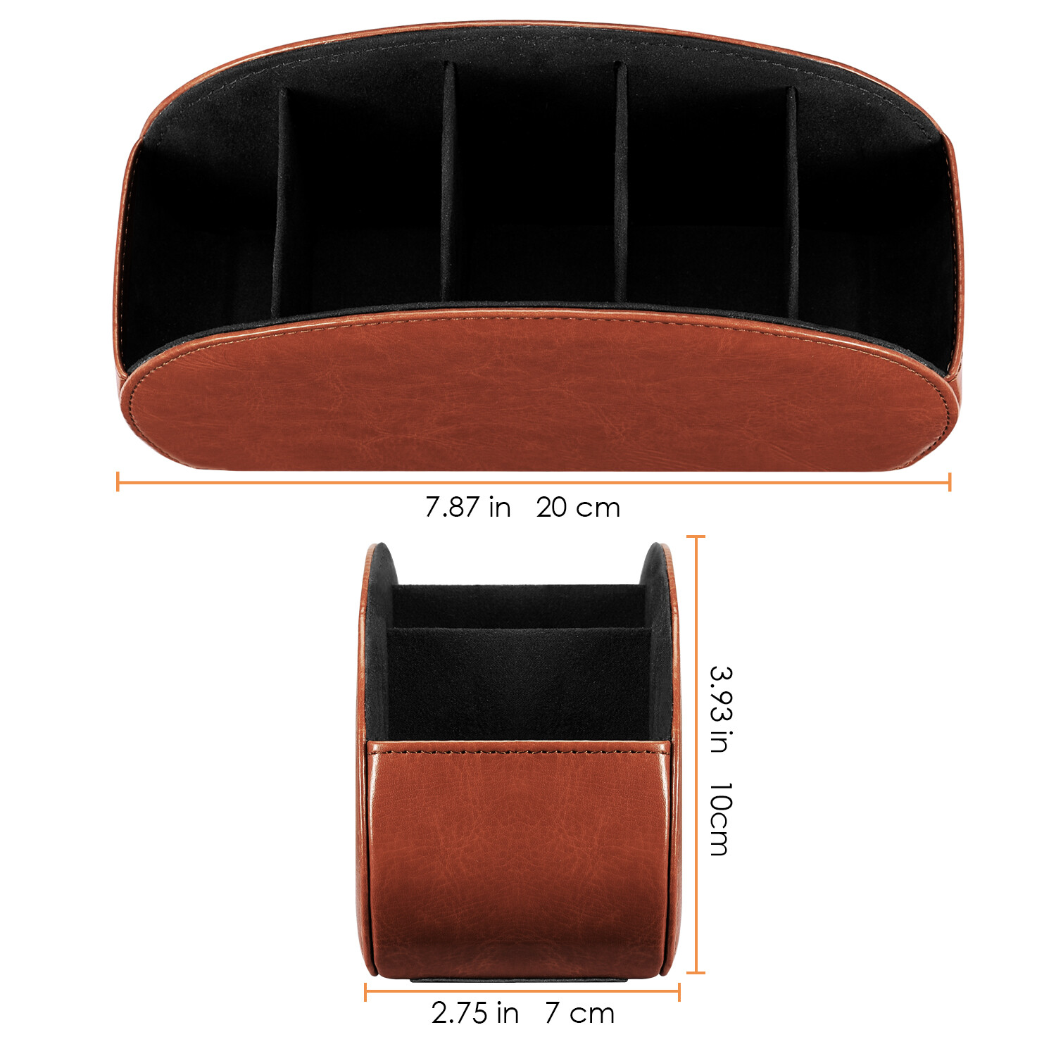 TV Remote Control Holder Leather Caddy Office Desktop Organizer 5 Compartments