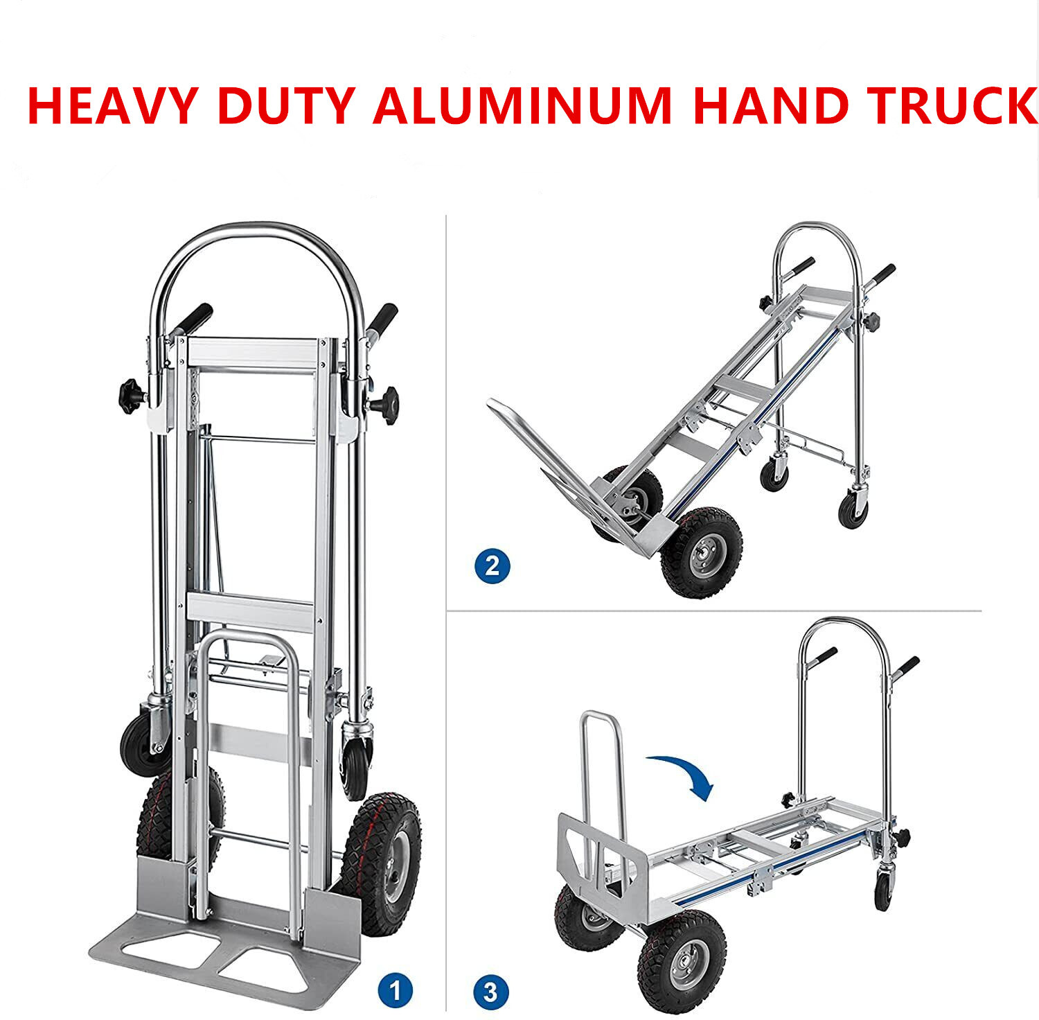 Heavy Duty Aluminum Hand Truck Stair Climber Cart Folding Dolly Convertible Cart