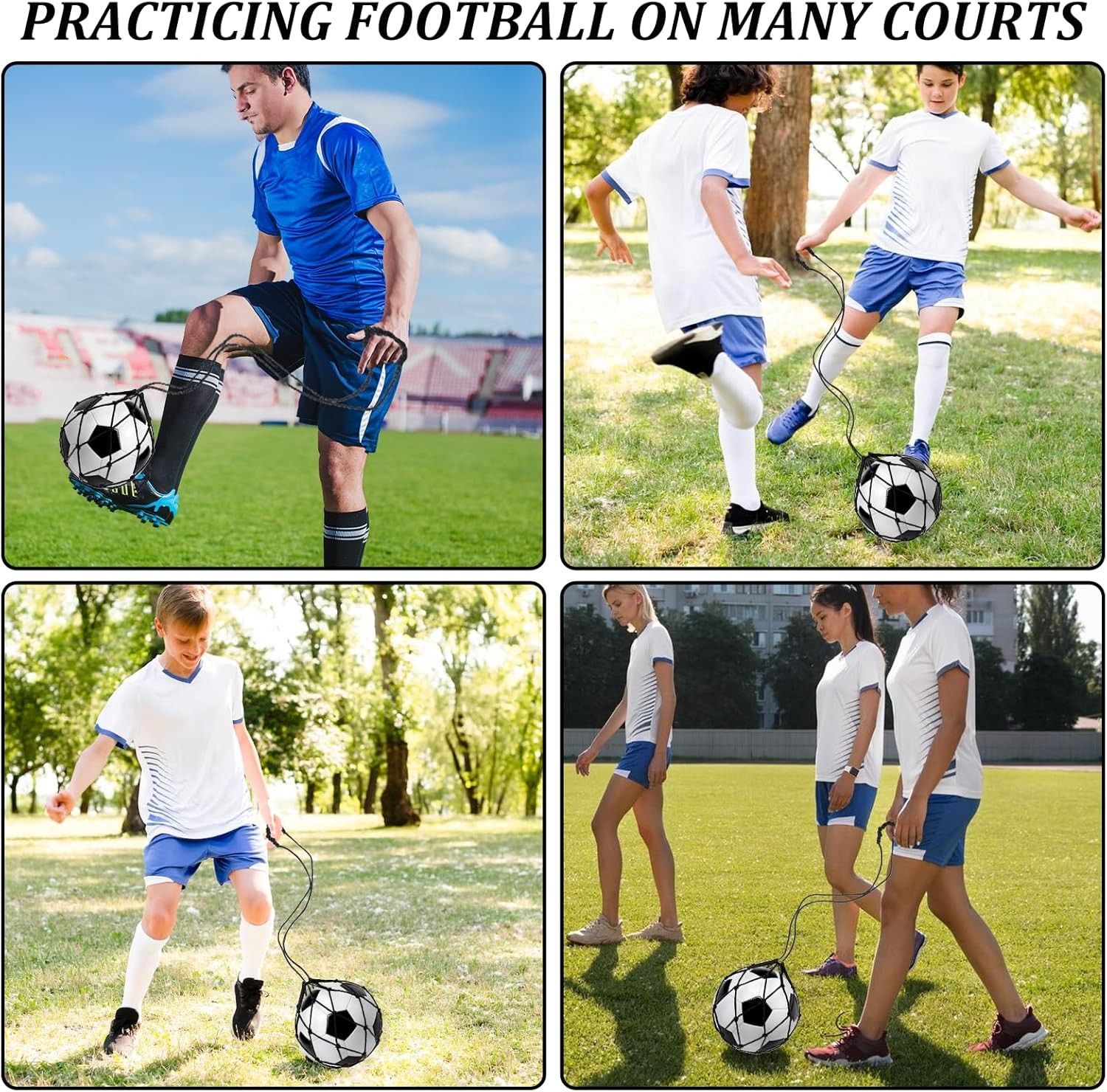 2PCS Soccer Ball Kick Trainer Net with Adjustable Belt for Solo Practice