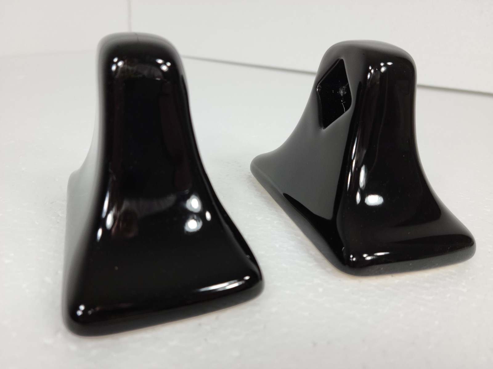 Vintage Black Ceramic Towel Bar Rod Rack Post Holders Flat Back Glue over Tile