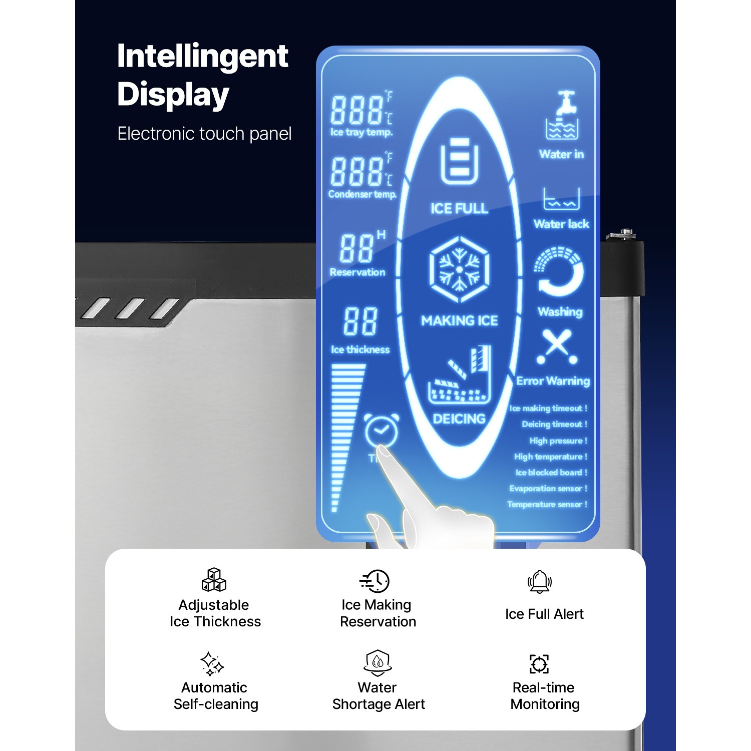 Uimoso Commercial Ice Maker Machine - Produces 300 lbs/Day with Self-Cleaning