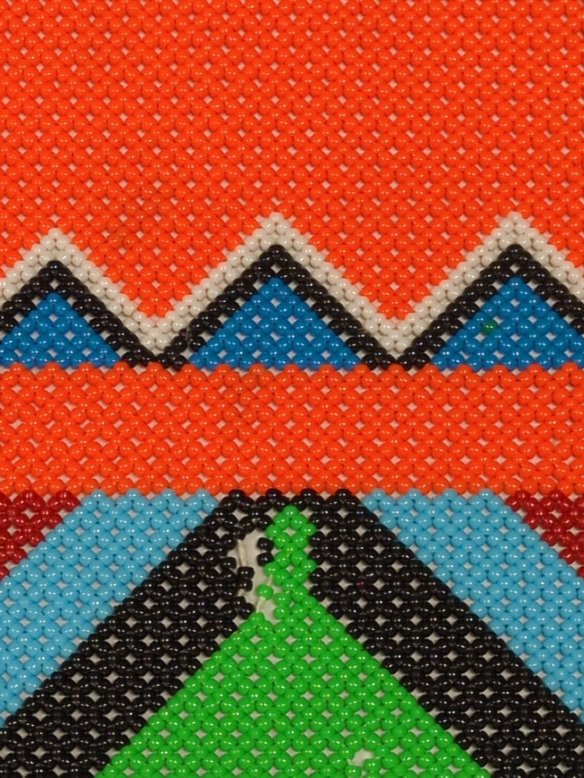 Bead Work Table Runner Wall Hanging Tasseled Boho Ethnic Native ? Vtg 16.5x46"