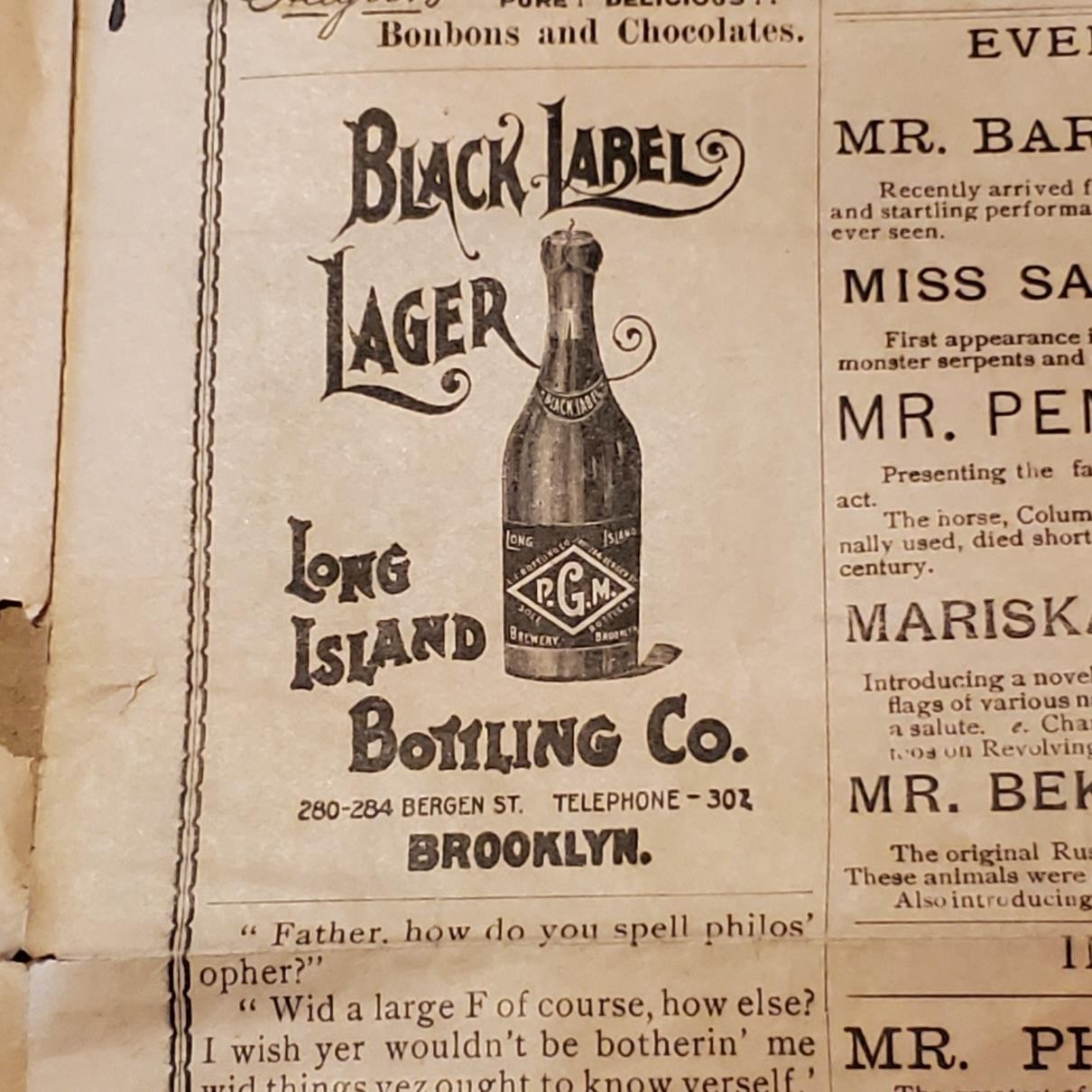 5157----1894 Madison Square Garden weekly bulletin NYC theatre + performances