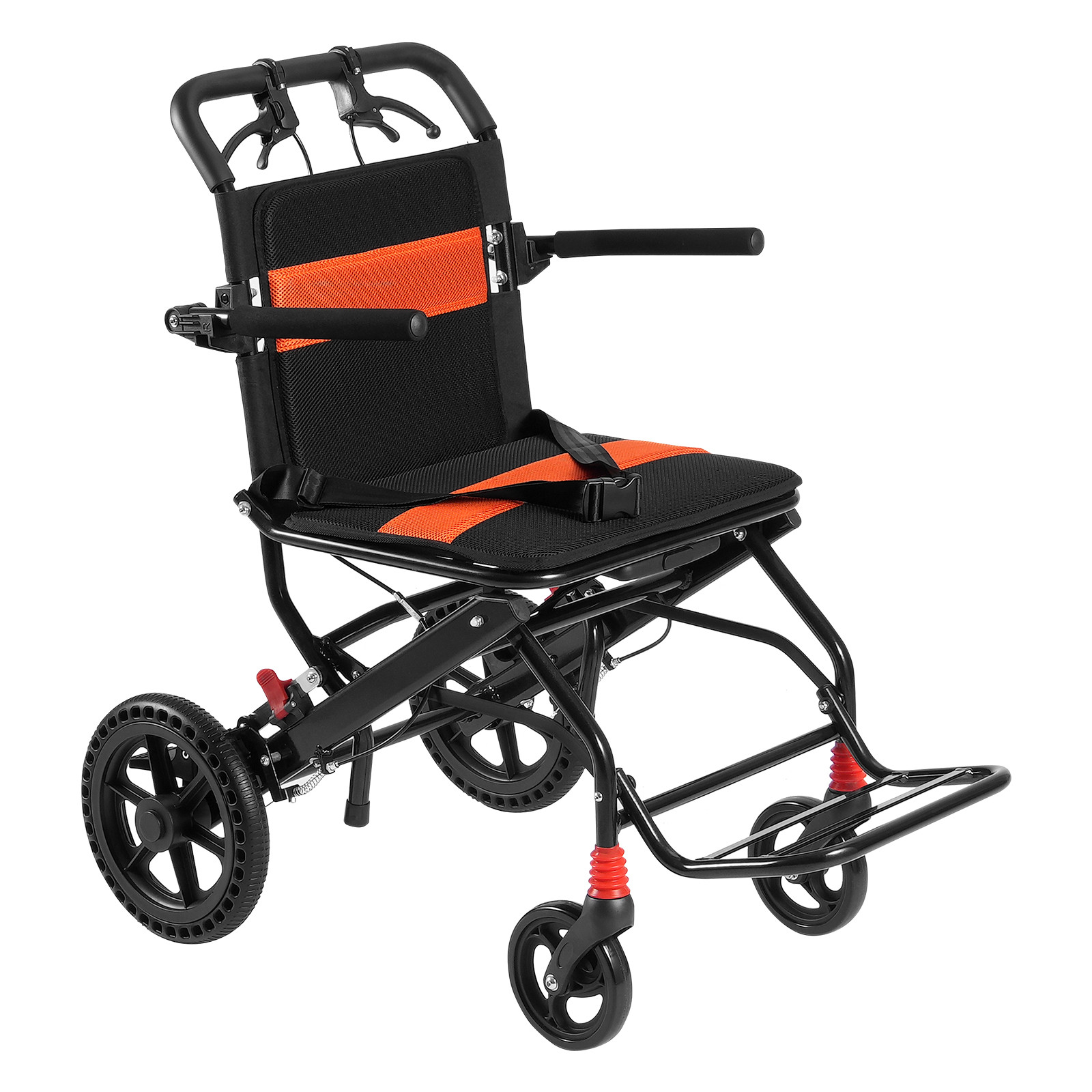 VEVOR Wheelchair Aluminum Alloy Transport Chair Foldable 18-In W Seat 220lbs
