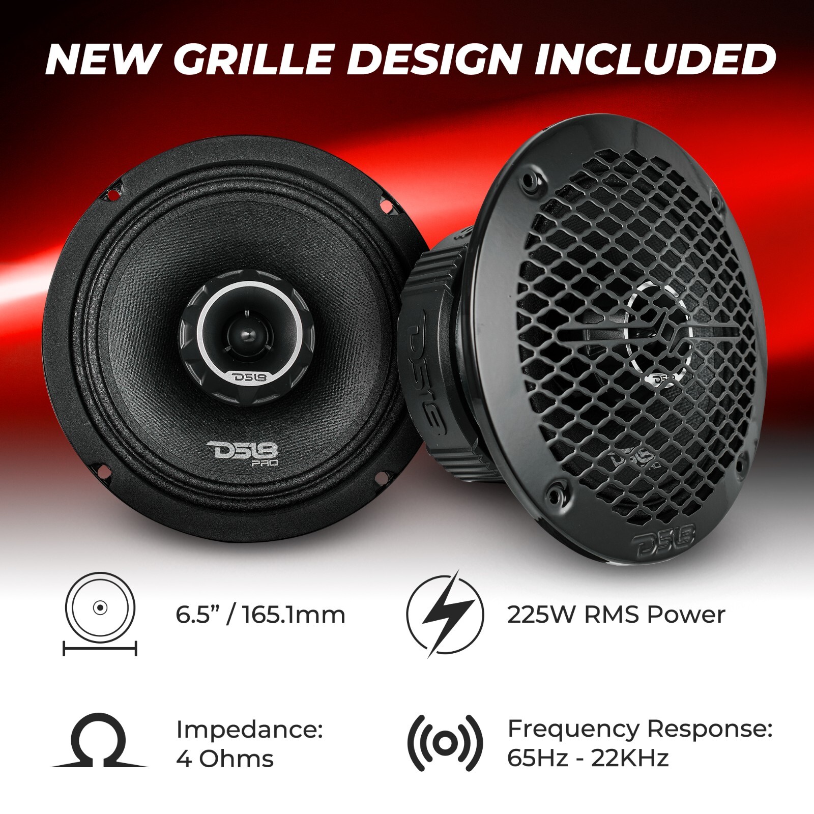 DS18 PRO-ZT6 6.5" Mid-Range Loudspeaker with Bullet Tweeter Water Resistant PAIR