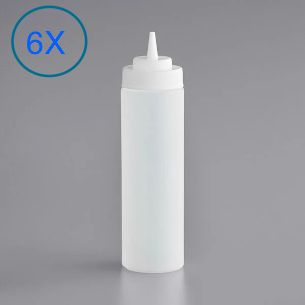 CLEAR WIDE MOUTH SQUEEZE BOTTLES 24 oz. 3 OR 6 PACK ketchup, barbecue, vinegar