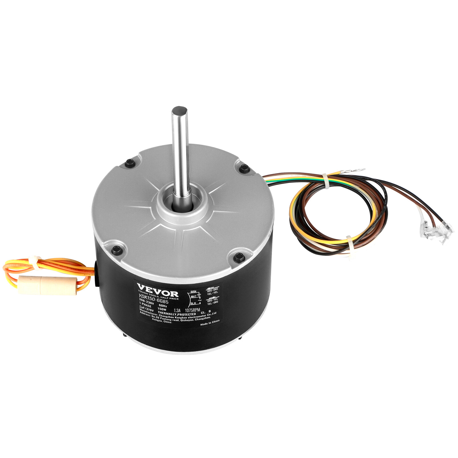 VEVOR Condenser Fan Motor 1/5HP 1075RPM 1.3A 208-230V K55HXJKL-2918 51-23055-11