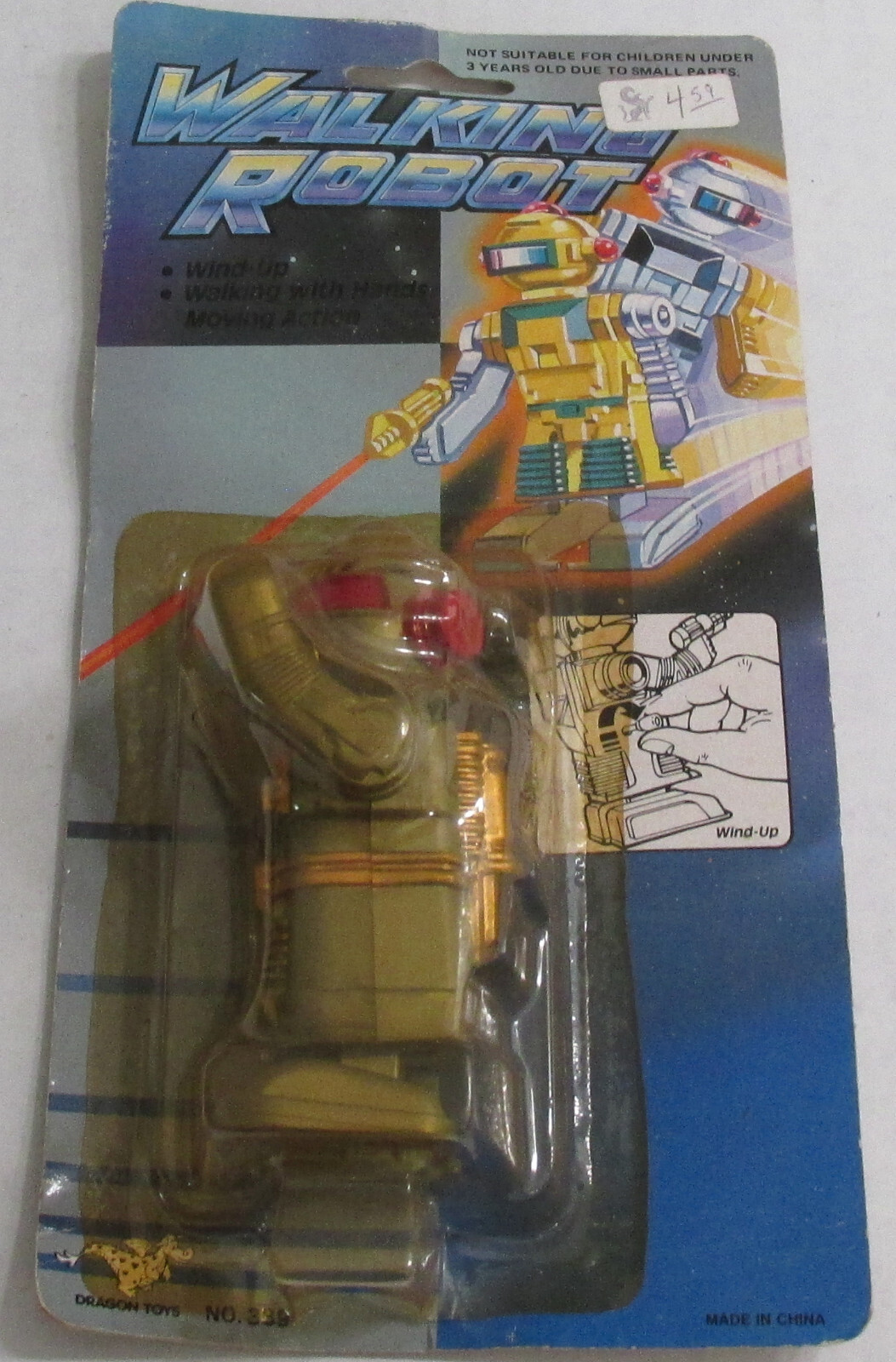 Dragon Toys Vintage Walking Robot Windup Action Figure No. 389 Silver