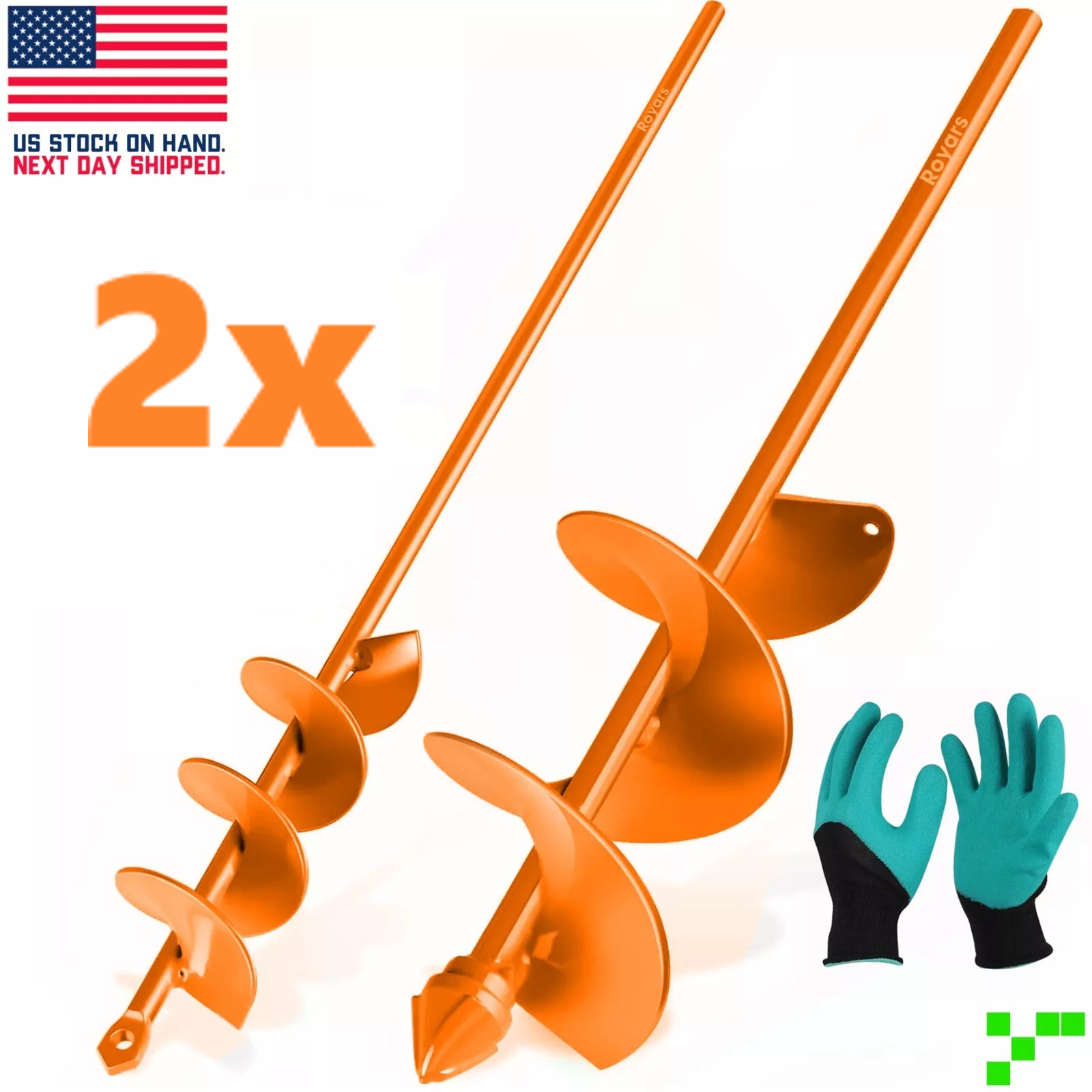 Garden Auger Drill Bit Set 2x 2 in + 4 in Hole Digger New