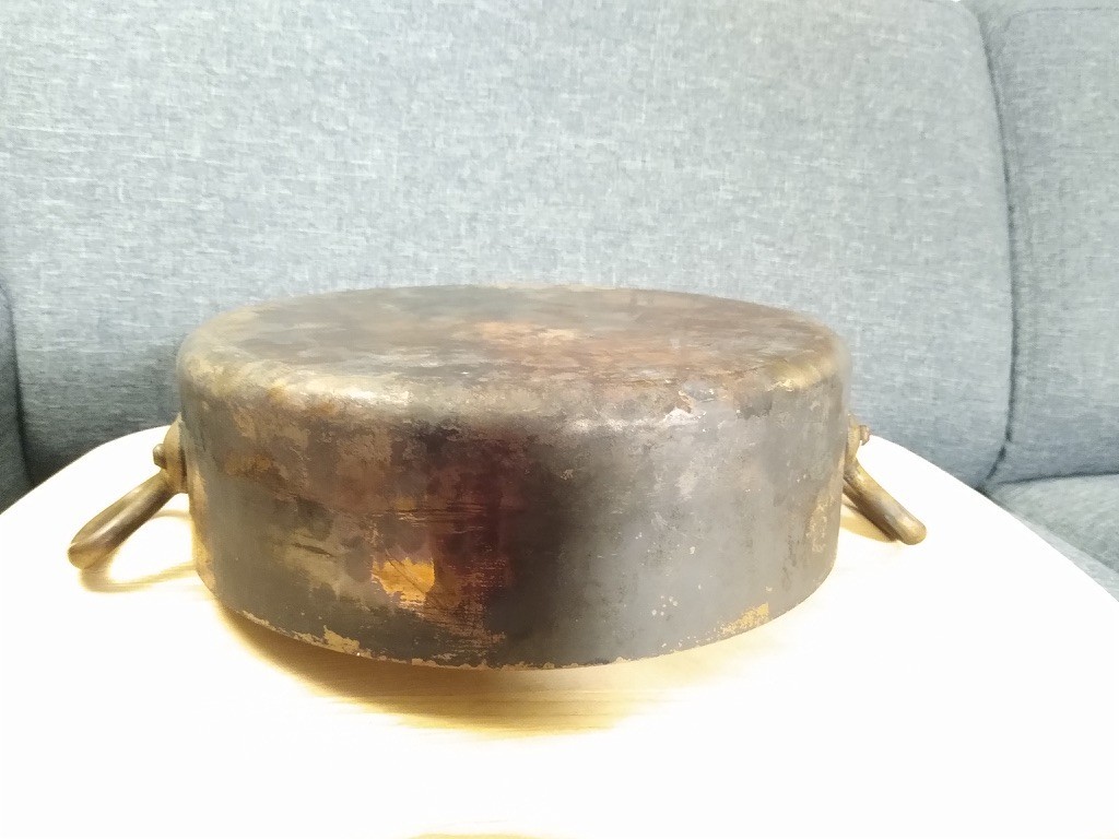 Incredible Large Hammered French Copper Rondeau Pot & Lid (Mauviel?) 2.5mm 28cm